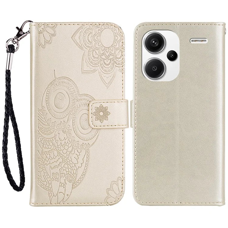 For Xiaomi Redmi Note 13 Pro+ 5G Leather Case Owl Imprinted Wallet Phone Cover Stand