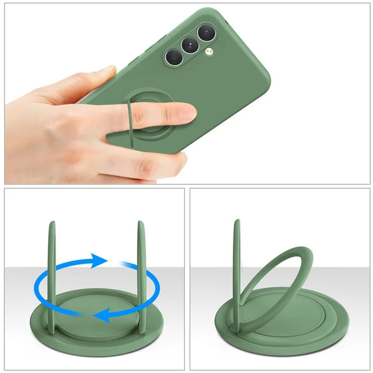 For Samsung Galaxy A15 4G / 5G Case with Lanyard Ring Kickstand Liquid Silicone Cover