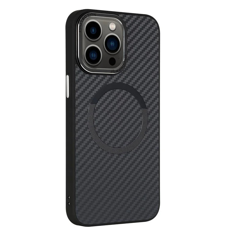 ICON For iPhone 13 Pro Case Carbon Fiber Texture TPU+PC Phone Cover Compatible with MagSafe