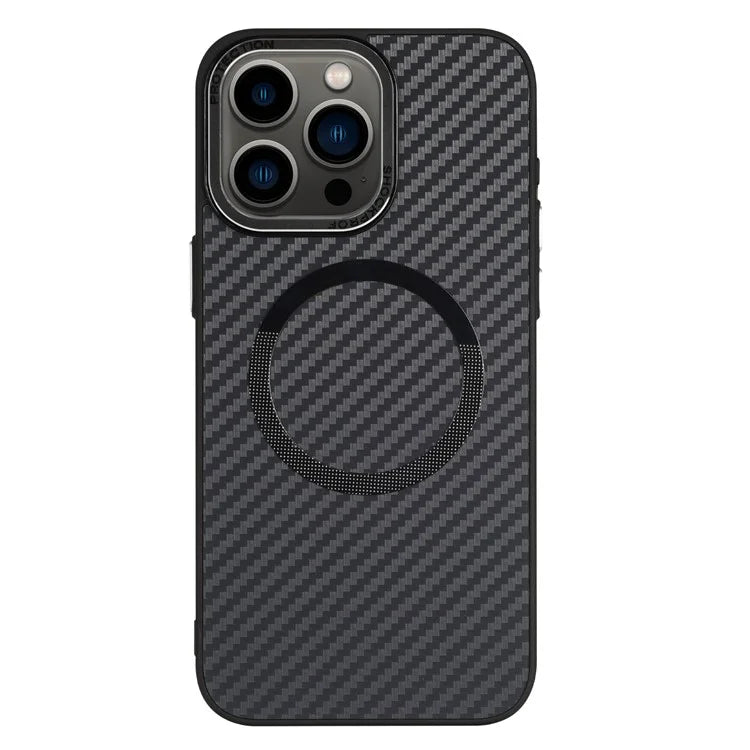 ICON For iPhone 13 Pro Case Carbon Fiber Texture TPU+PC Phone Cover Compatible with MagSafe