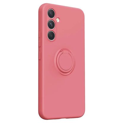 For Samsung Galaxy A35 5G Case Ring Kickstand Liquid Silicone Cover with Lanyard