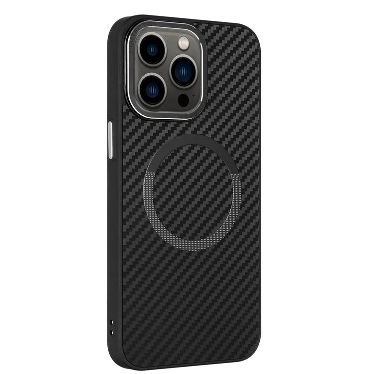 ICON Carbon Fiber Texture Slim Case for iPhone 13 Pro Max Case TPU+PC Phone Cover Compatible with MagSafe