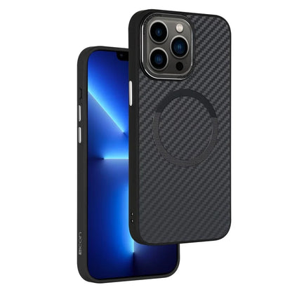 ICON Carbon Fiber Texture Slim Case for iPhone 13 Pro Max Case TPU+PC Phone Cover Compatible with MagSafe