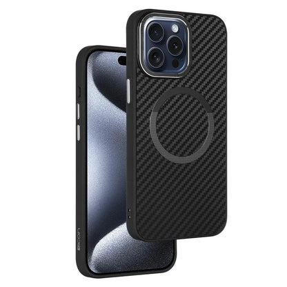ICON For iPhone 15 Pro Max TPU+PC Case Compatible with MagSafe Carbon Fiber Texture Slim Phone Cover