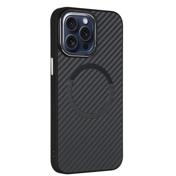 ICON For iPhone 15 Pro Max TPU+PC Case Compatible with MagSafe Carbon Fiber Texture Slim Phone Cover
