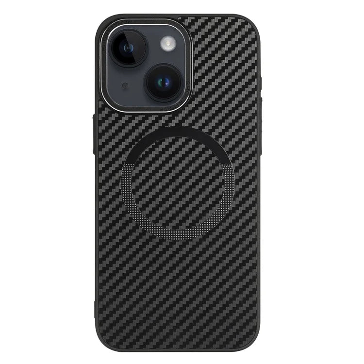ICON For iPhone 13 / 14 TPU+PC Case Carbon Fiber Texture Phone Cover Compatible with MagSafe