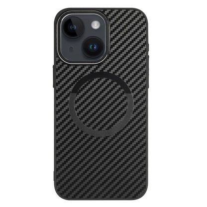 ICON For iPhone 13 / 14 TPU+PC Case Carbon Fiber Texture Phone Cover Compatible with MagSafe
