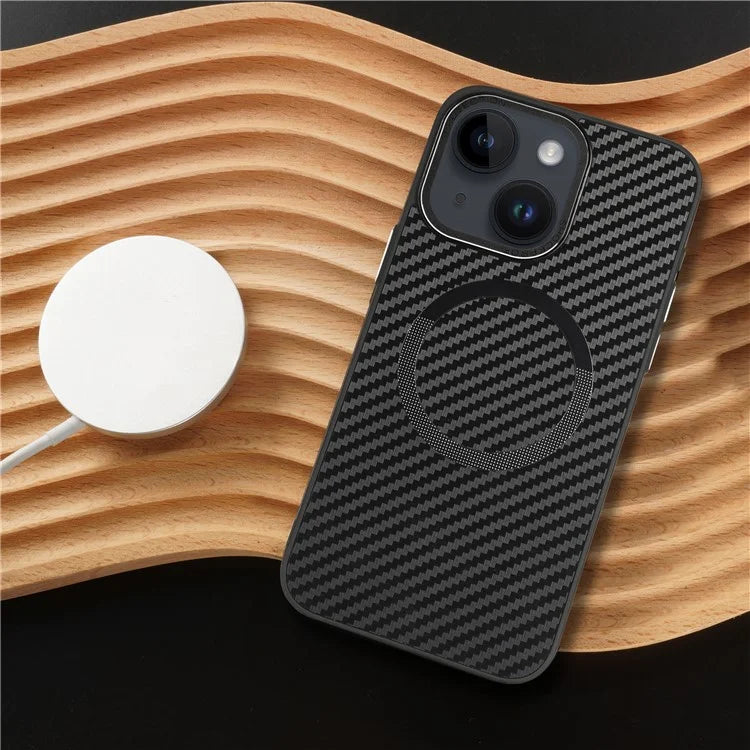 ICON For iPhone 13 / 14 TPU+PC Case Carbon Fiber Texture Phone Cover Compatible with MagSafe