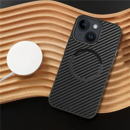 ICON For iPhone 13 / 14 TPU+PC Case Carbon Fiber Texture Phone Cover Compatible with MagSafe