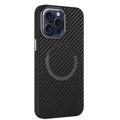 ICON For iPhone 15 Pro Case Carbon Fiber Texture TPU+PC Phone Shell Compatible with MagSafe