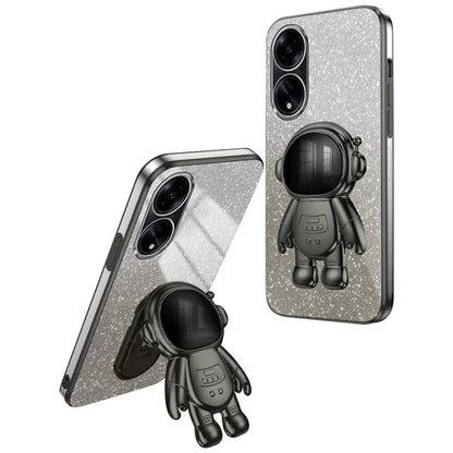 For Oppo A1 5G / A98 5G / F23 5G / A58 4G PC+TPU Astronaut Kickstand Cover Electroplating Phone Case