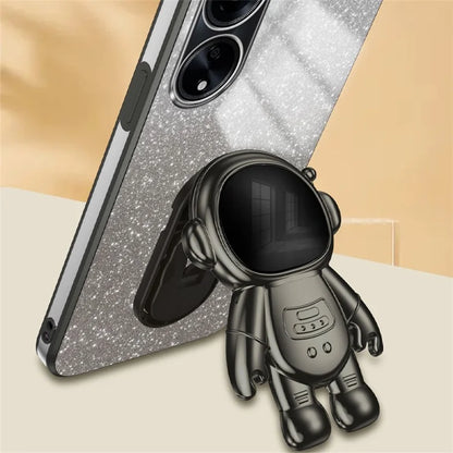 For Oppo A1 5G / A98 5G / F23 5G / A58 4G PC+TPU Astronaut Kickstand Cover Electroplating Phone Case