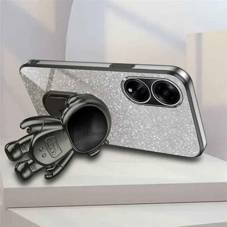 For Oppo A1 5G / A98 5G / F23 5G / A58 4G PC+TPU Astronaut Kickstand Cover Electroplating Phone Case