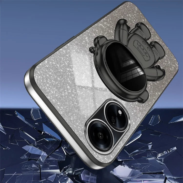 For Oppo A1 5G / A98 5G / F23 5G / A58 4G PC+TPU Astronaut Kickstand Cover Electroplating Phone Case