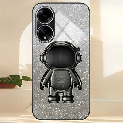 For Oppo A1 5G / A98 5G / F23 5G / A58 4G PC+TPU Astronaut Kickstand Cover Electroplating Phone Case