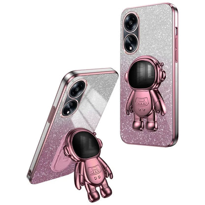 For Oppo A1 5G / A98 5G / F23 5G / A58 4G PC+TPU Astronaut Kickstand Cover Electroplating Phone Case