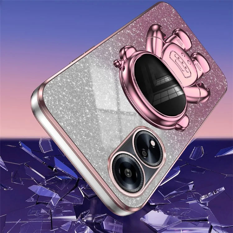For Oppo A1 5G / A98 5G / F23 5G / A58 4G PC+TPU Astronaut Kickstand Cover Electroplating Phone Case