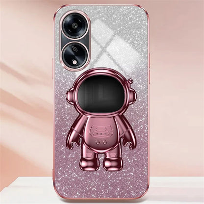 For Oppo A1 5G / A98 5G / F23 5G / A58 4G PC+TPU Astronaut Kickstand Cover Electroplating Phone Case