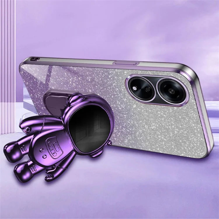 For Oppo A1 5G / A98 5G / F23 5G / A58 4G PC+TPU Astronaut Kickstand Cover Electroplating Phone Case
