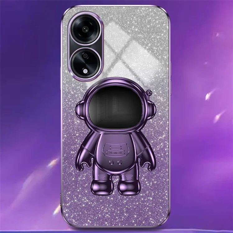 For Oppo A1 5G / A98 5G / F23 5G / A58 4G PC+TPU Astronaut Kickstand Cover Electroplating Phone Case