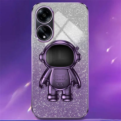 For Oppo A1 5G / A98 5G / F23 5G / A58 4G PC+TPU Astronaut Kickstand Cover Electroplating Phone Case