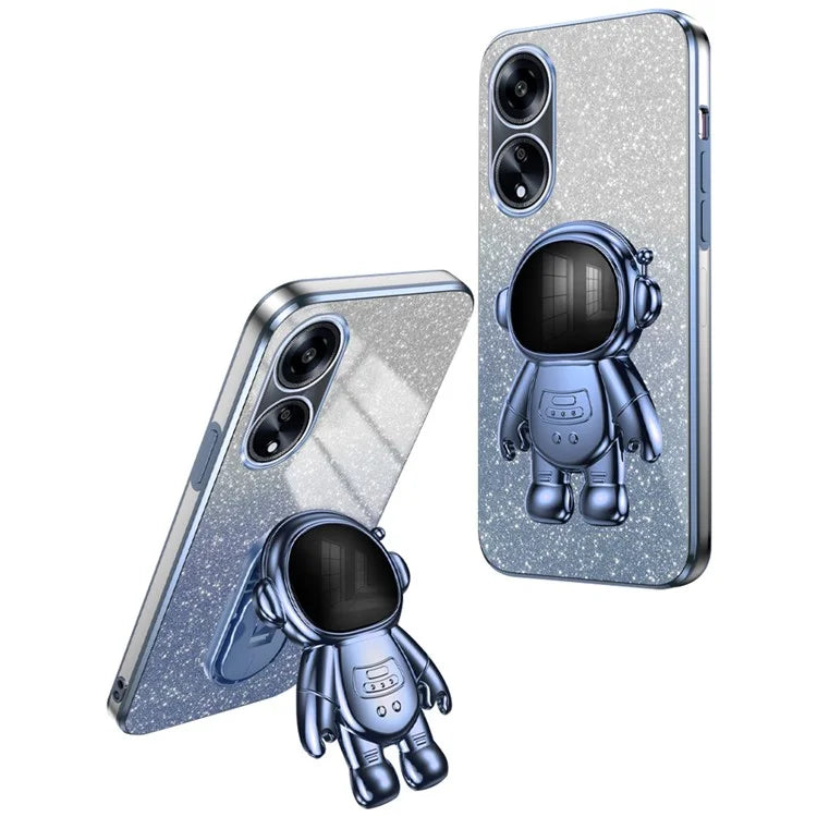 For Oppo A1 5G / A98 5G / F23 5G / A58 4G PC+TPU Astronaut Kickstand Cover Electroplating Phone Case
