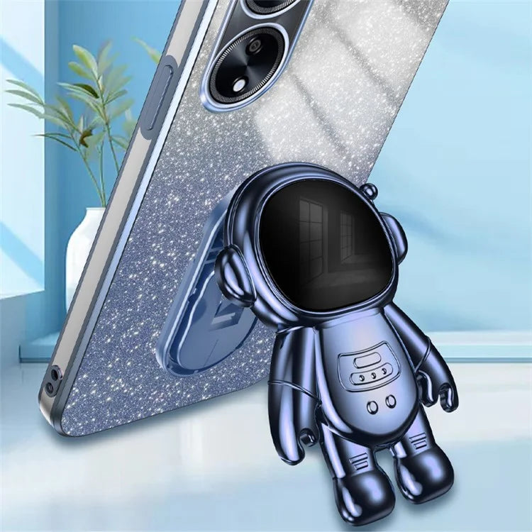 For Oppo A1 5G / A98 5G / F23 5G / A58 4G PC+TPU Astronaut Kickstand Cover Electroplating Phone Case