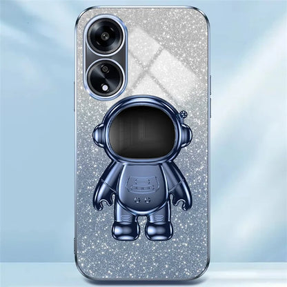 For Oppo A1 5G / A98 5G / F23 5G / A58 4G PC+TPU Astronaut Kickstand Cover Electroplating Phone Case