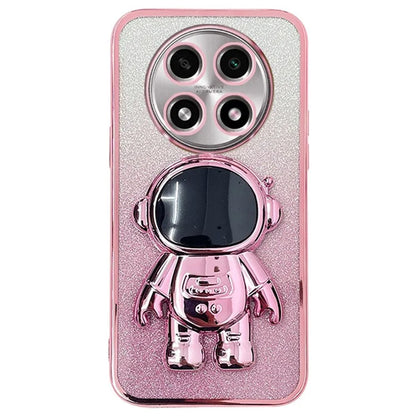 For Oppo A2 Pro 5G PC+TPU Shell Astronaut Kickstand Electroplating Phone Case