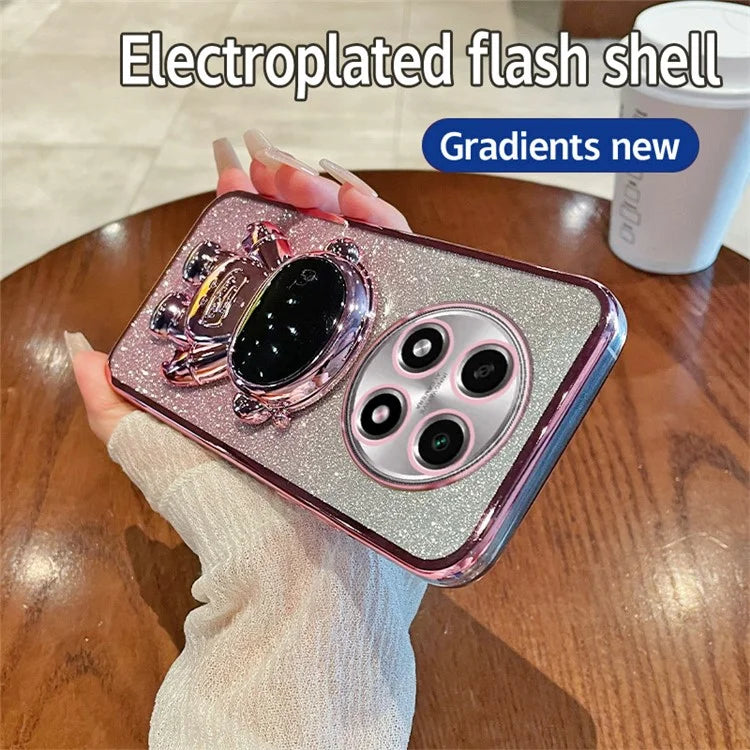 For Oppo A2 Pro 5G PC+TPU Shell Astronaut Kickstand Electroplating Phone Case