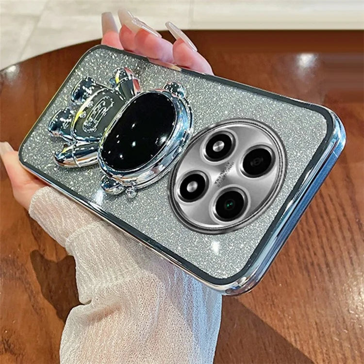 For Oppo A2 Pro 5G PC+TPU Shell Astronaut Kickstand Electroplating Phone Case