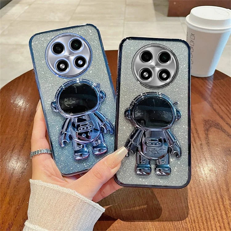 For Oppo A2 Pro 5G PC+TPU Shell Astronaut Kickstand Electroplating Phone Case