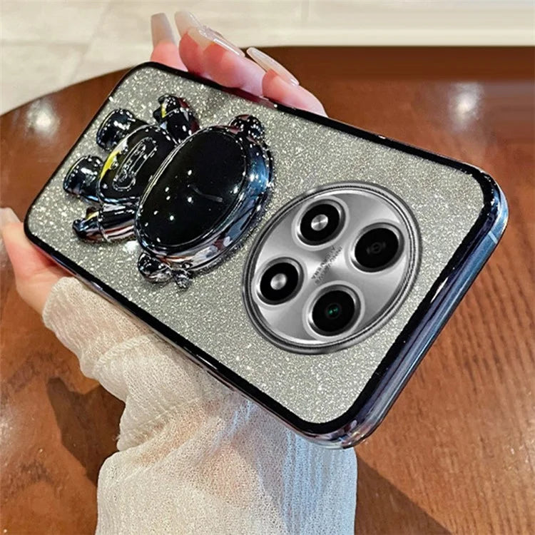 For Oppo A2 Pro 5G PC+TPU Shell Astronaut Kickstand Electroplating Phone Case