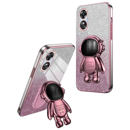 For Oppo A17 4G Astronaut Kickstand PC+TPU Shell Electroplating Phone Case