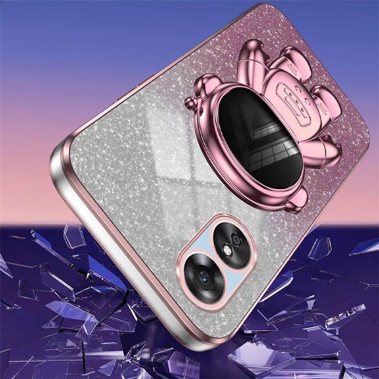 For Oppo A17 4G Astronaut Kickstand PC+TPU Shell Electroplating Phone Case
