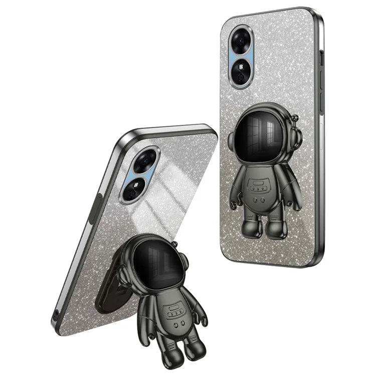 For Oppo A17 4G Astronaut Kickstand PC+TPU Shell Electroplating Phone Case