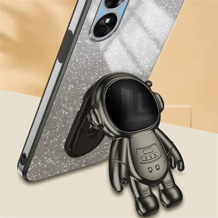 For Oppo A17 4G Astronaut Kickstand PC+TPU Shell Electroplating Phone Case