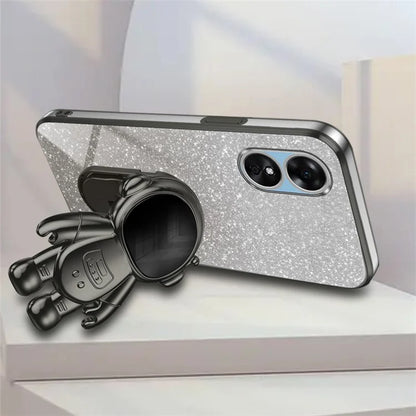 For Oppo A17 4G Astronaut Kickstand PC+TPU Shell Electroplating Phone Case