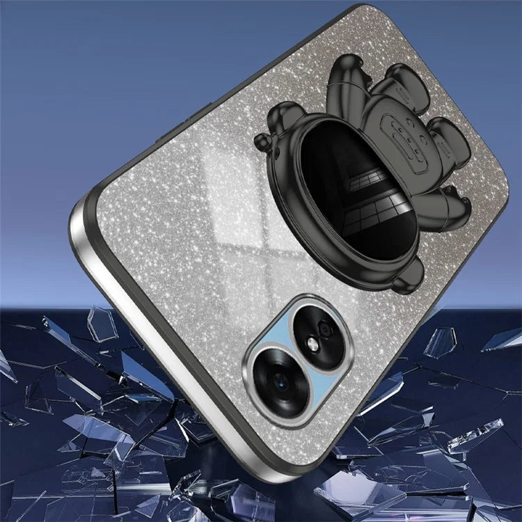 For Oppo A17 4G Astronaut Kickstand PC+TPU Shell Electroplating Phone Case