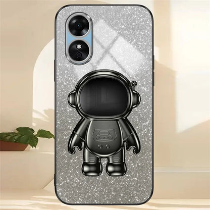 For Oppo A17 4G Astronaut Kickstand PC+TPU Shell Electroplating Phone Case