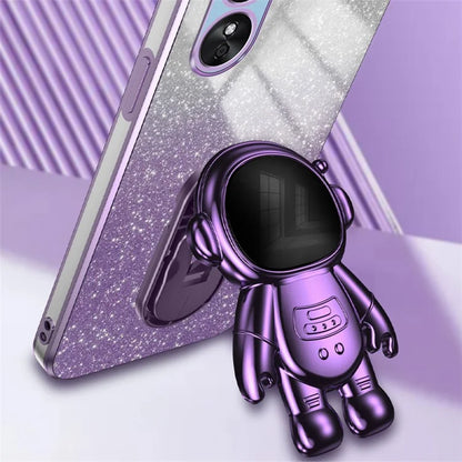 For Oppo A17 4G Astronaut Kickstand PC+TPU Shell Electroplating Phone Case
