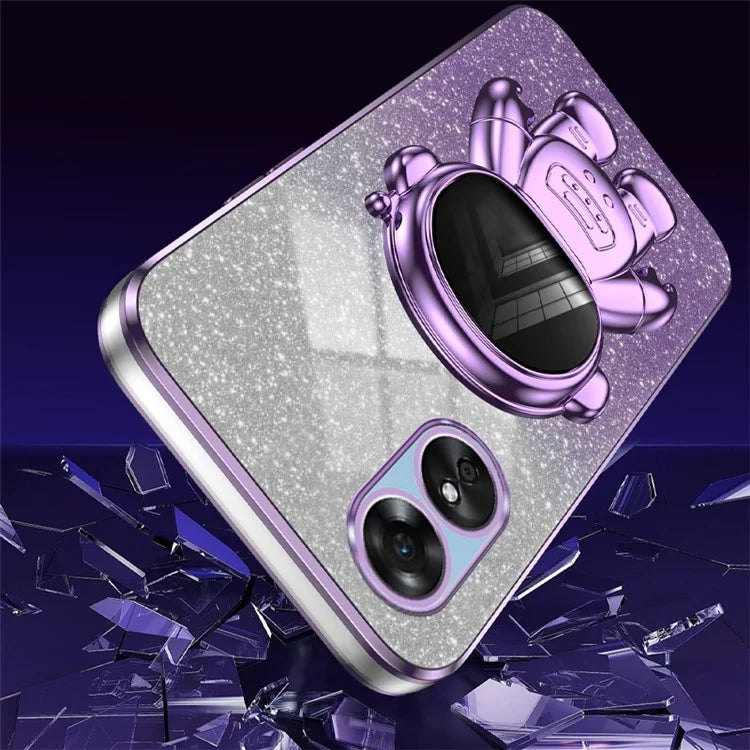For Oppo A17 4G Astronaut Kickstand PC+TPU Shell Electroplating Phone Case