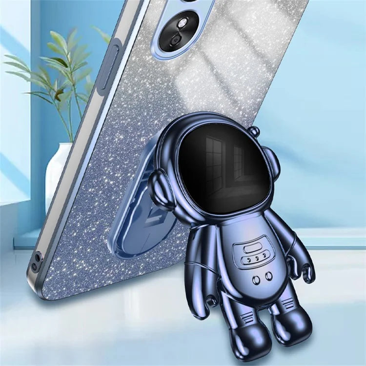 For Oppo A17 4G Astronaut Kickstand PC+TPU Shell Electroplating Phone Case