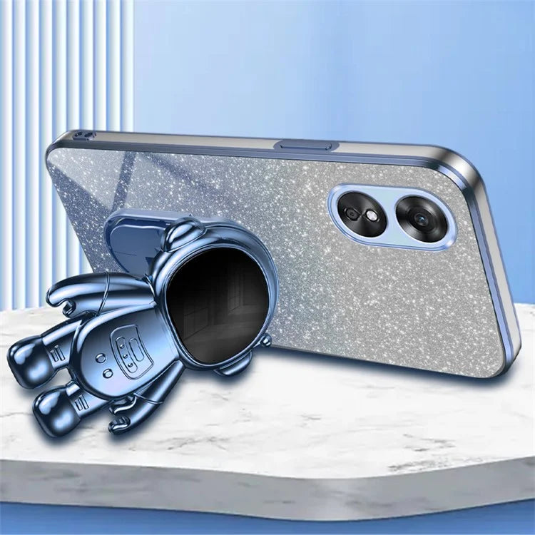 For Oppo A17 4G Astronaut Kickstand PC+TPU Shell Electroplating Phone Case