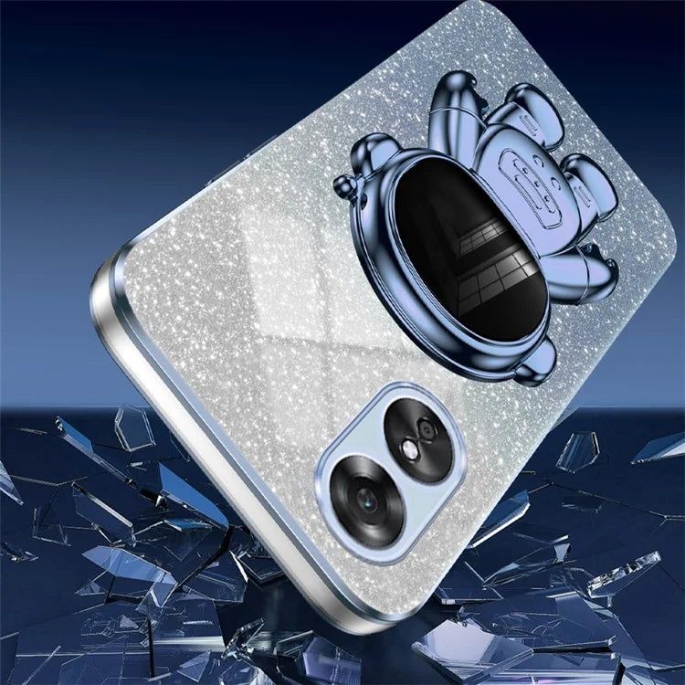 For Oppo A17 4G Astronaut Kickstand PC+TPU Shell Electroplating Phone Case