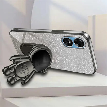 For Oppo A58 4G Astronaut Kickstand PC+TPU Anti-fall Shell Electroplating Phone Case