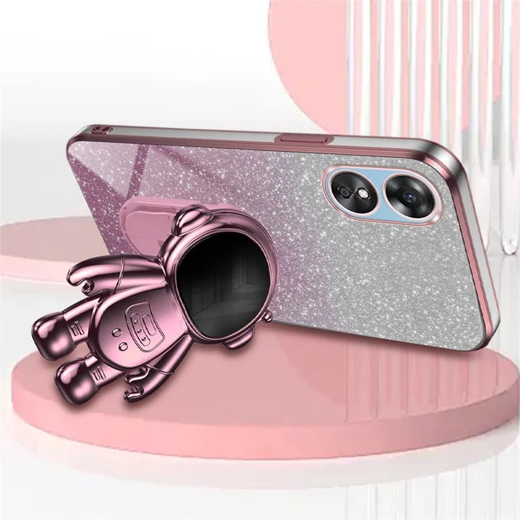 For Oppo A58 4G Astronaut Kickstand PC+TPU Anti-fall Shell Electroplating Phone Case
