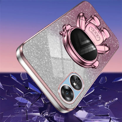 For Oppo A58 4G Astronaut Kickstand PC+TPU Anti-fall Shell Electroplating Phone Case