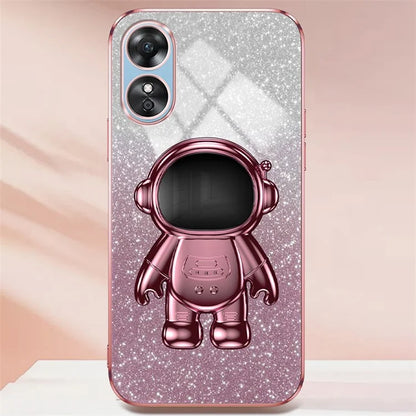 For Oppo A58 4G Astronaut Kickstand PC+TPU Anti-fall Shell Electroplating Phone Case