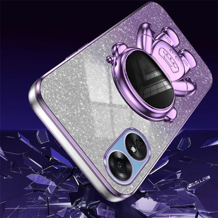 For Oppo A58 4G Astronaut Kickstand PC+TPU Anti-fall Shell Electroplating Phone Case